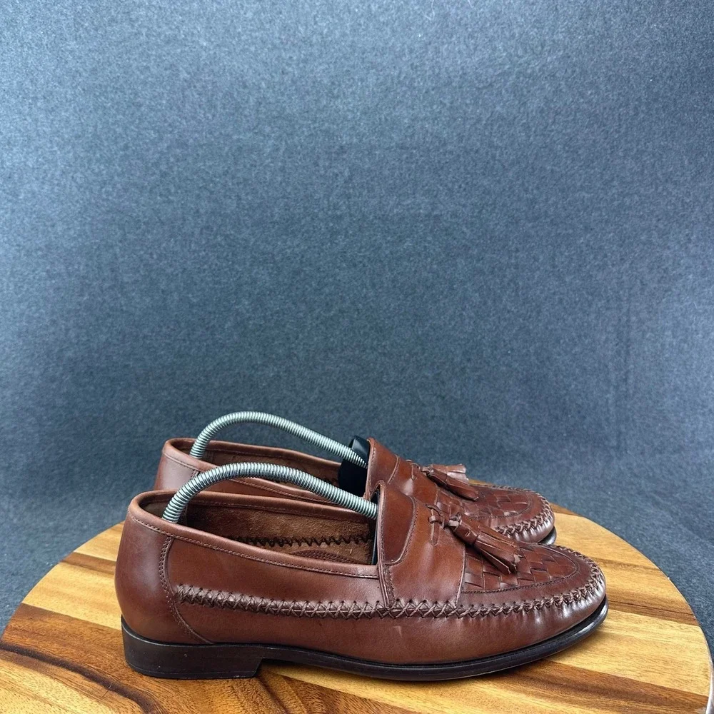 GH Bass & Co Mens 11.5 M Weejuns Larkin Woven Moc Toe Bellagio Loafers Brown